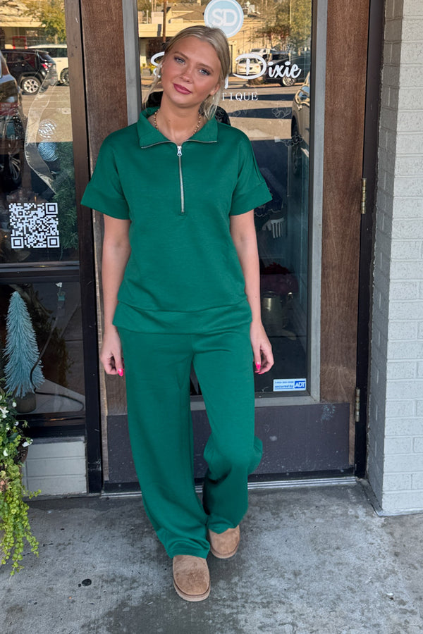 Zenana half zip scuba set green