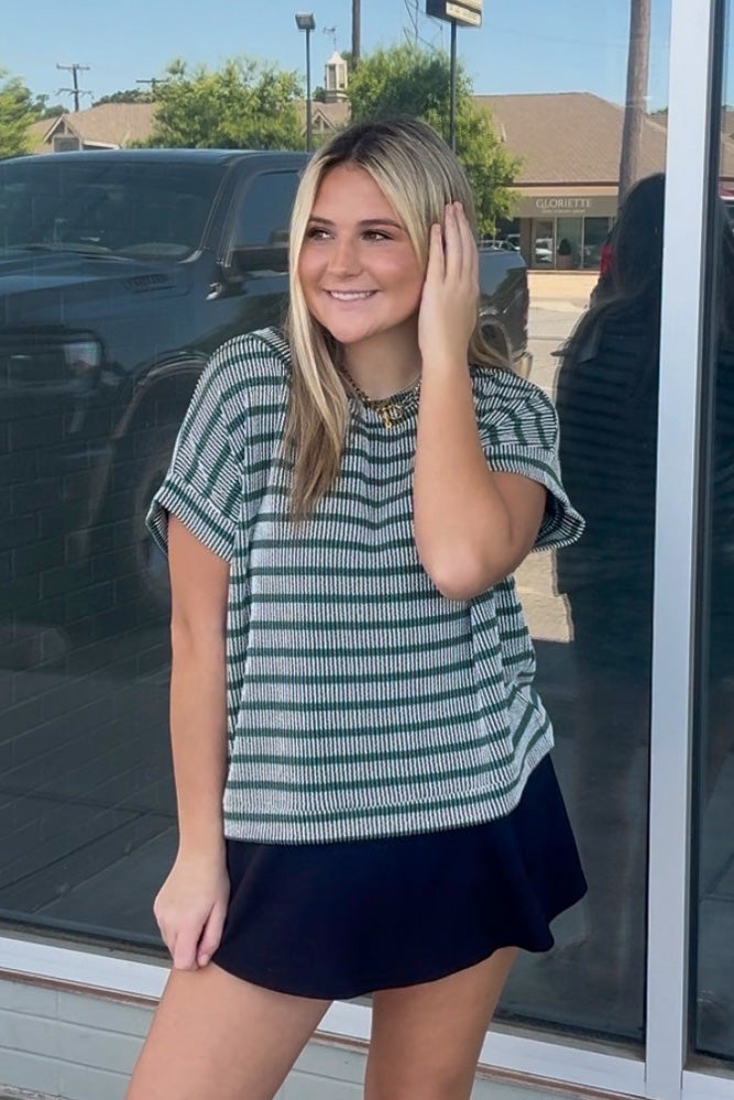 Raised Rib Striped Top