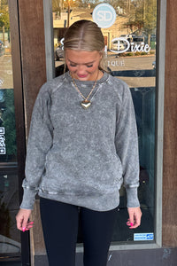 Halo Washed French Terry Round Neck Pullover