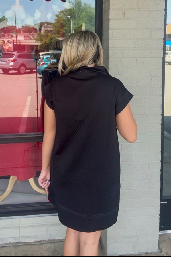 Textured Jacquard Quarter Zip Mini Dress