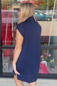 Textured Jacquard Quarter Zip Mini Dress