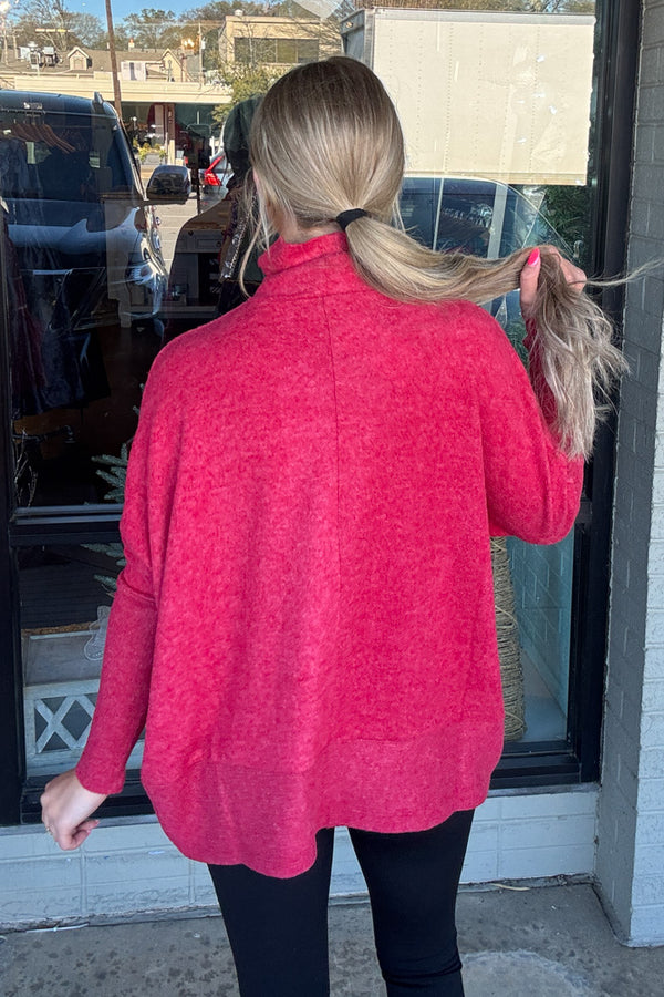 Brushed Melange Hacci Turtleneck Sweater