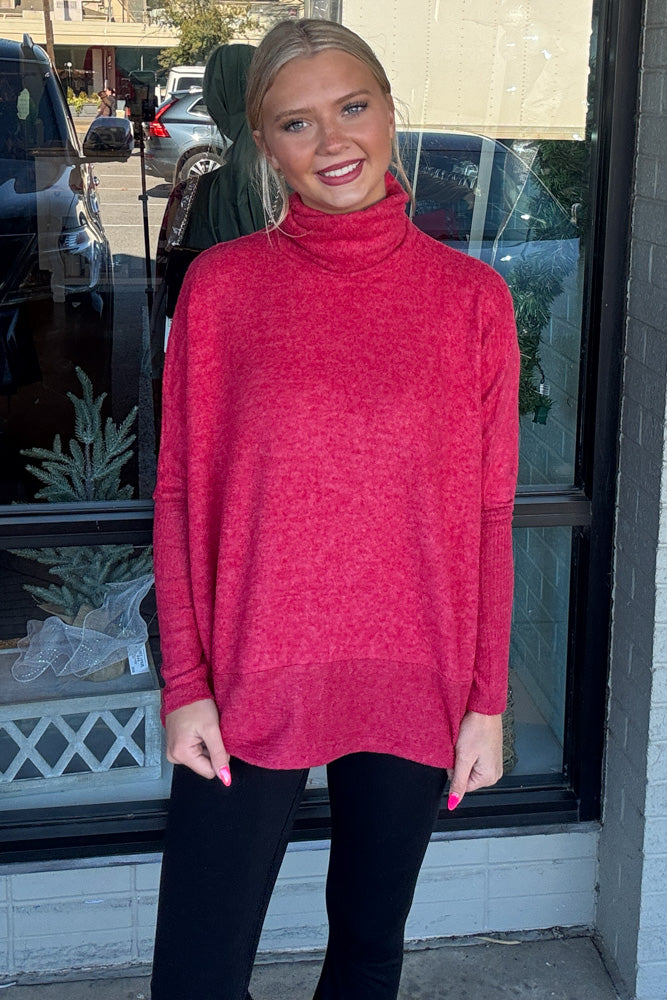 Brushed Melange Hacci Turtleneck Sweater