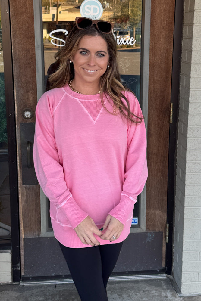 Zenana French Terry Pigment Dye & Enzyme Wash Pullover – Simply