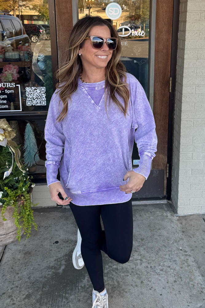 Halo Washed French Terry Round Neck Pullover