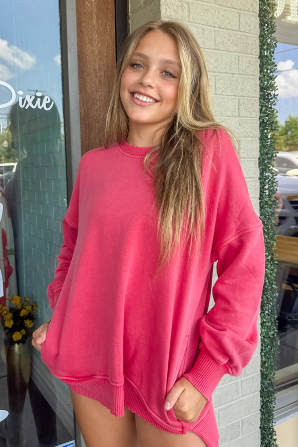 Zenana Fleece Sweatshirt Red