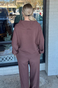 Zenana Ribbed Set brown back