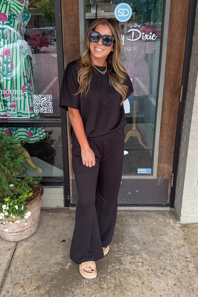 Zenana-Scuba Curved Hem Tops and Pants Set