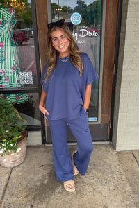 Zenana-Scuba Curved Hem Tops and Pants Set
