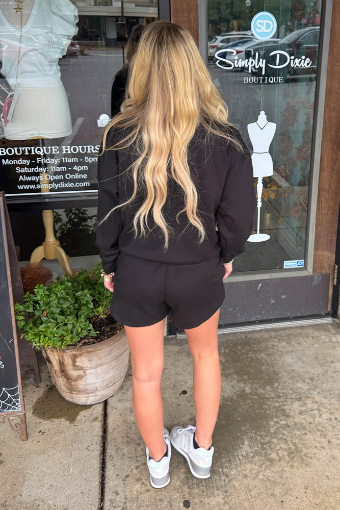 Zenana Scuba Shorts Set Black Back