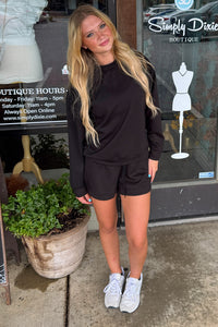 Zenana Scuba Shorts Set Black