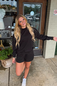 Zenana Scuba Shorts Set Black Full