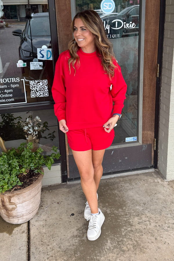 Zenana Scuba Shorts Set Red