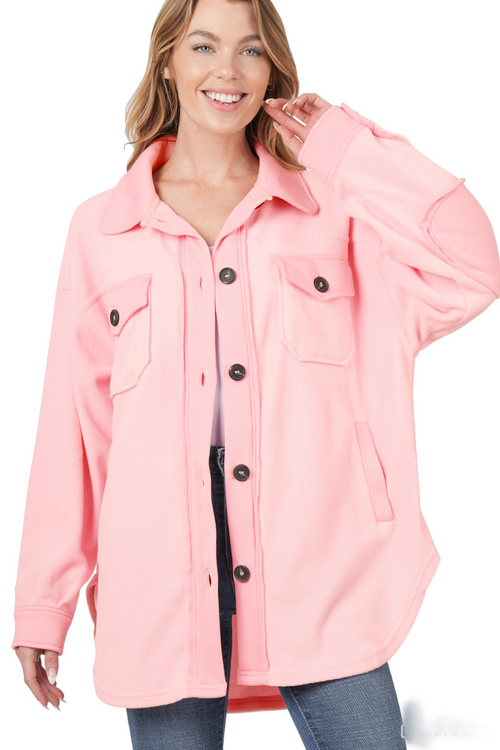 Zenana-Oversized Fleece Shacket
