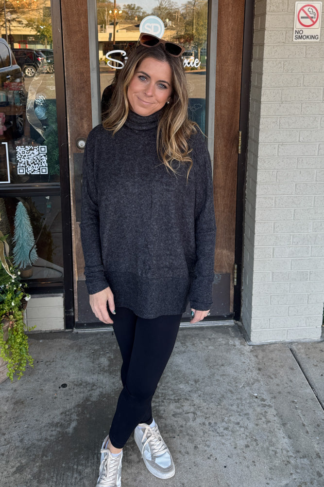 Brushed Melange Hacci Turtleneck Sweater