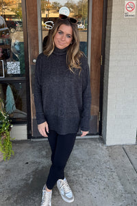 Brushed Melange Hacci Turtleneck Sweater