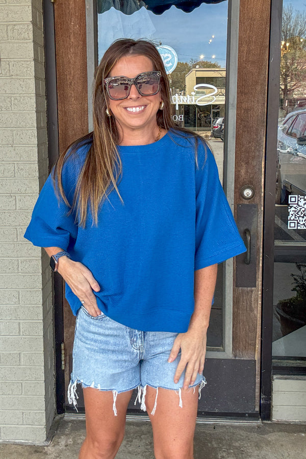 Zenana-Double Knit Banded Bottom Short Sleeve Top