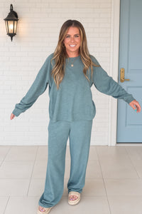 Zenana Cotton Slub Long Sleeve Set green