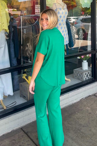 Zenana Green Scuba Pants Set back
