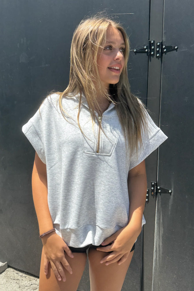 Zenana-Scuba High Neck Half Zip Top | Simply Dixie Boutique