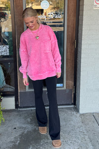 Zenana-French Terry Acid Wash Pocket Pullover