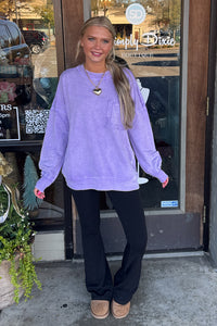 Zenana-French Terry Acid Wash Pocket Pullover