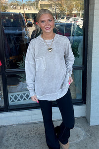 Zenana-French Terry Acid Wash Pocket Pullover