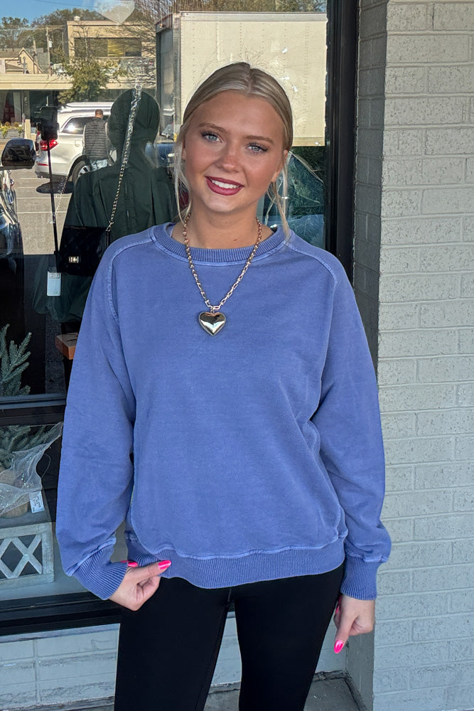 Zenana French Terry Pigment Dye & Enzyme Wash Pullover – Simply