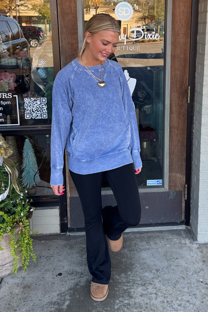 Halo Washed French Terry Round Neck Pullover