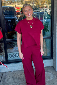 Zenana-Viscose Short Sleeve Sweater and Pants Set