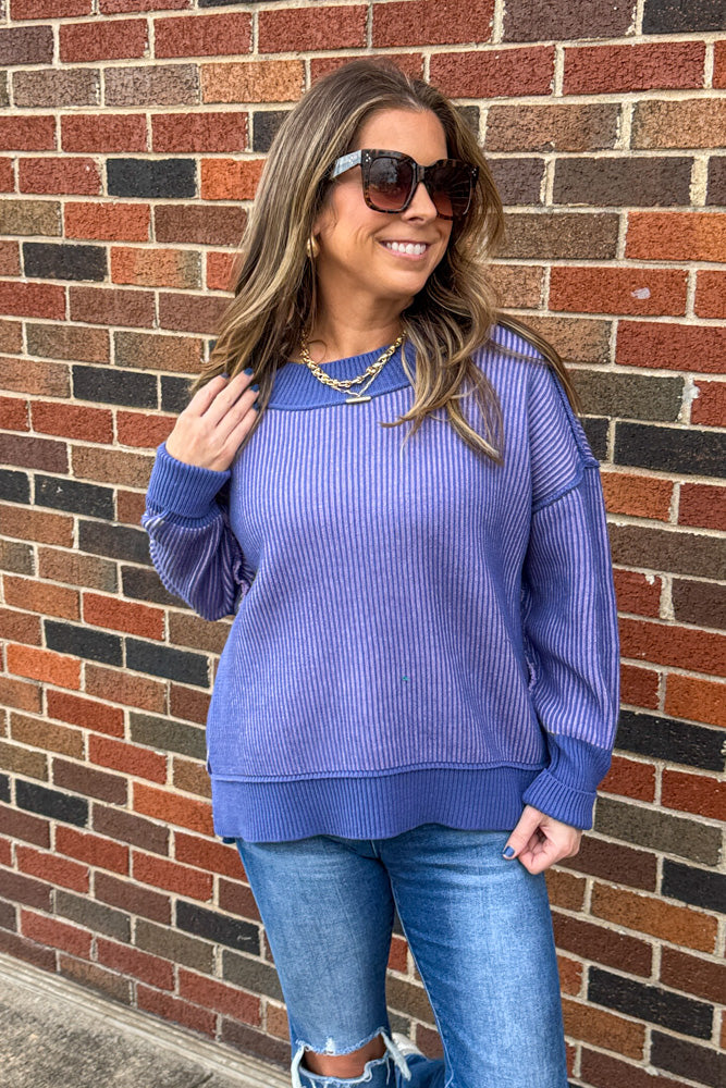 Exposed Seam Two Tone Sweater