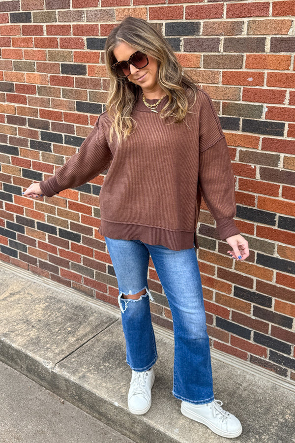 Exposed Seam Two Tone Sweater