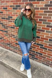 Exposed Seam Two Tone Sweater