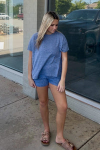 Soft Melange Short Sleeve Tee and Shorts Set