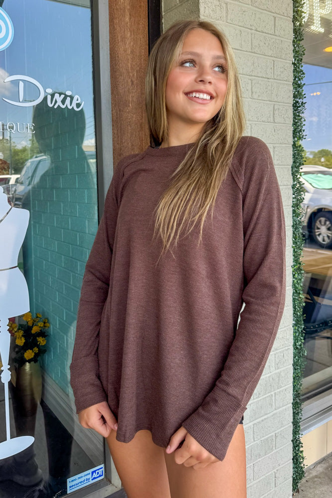 Zenana Baby Waffle brown Top