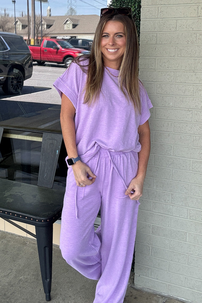 Zenana Cotton Slub Set Bright Lavender