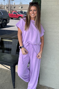 Zenana Cotton Slub Set Bright Lavender