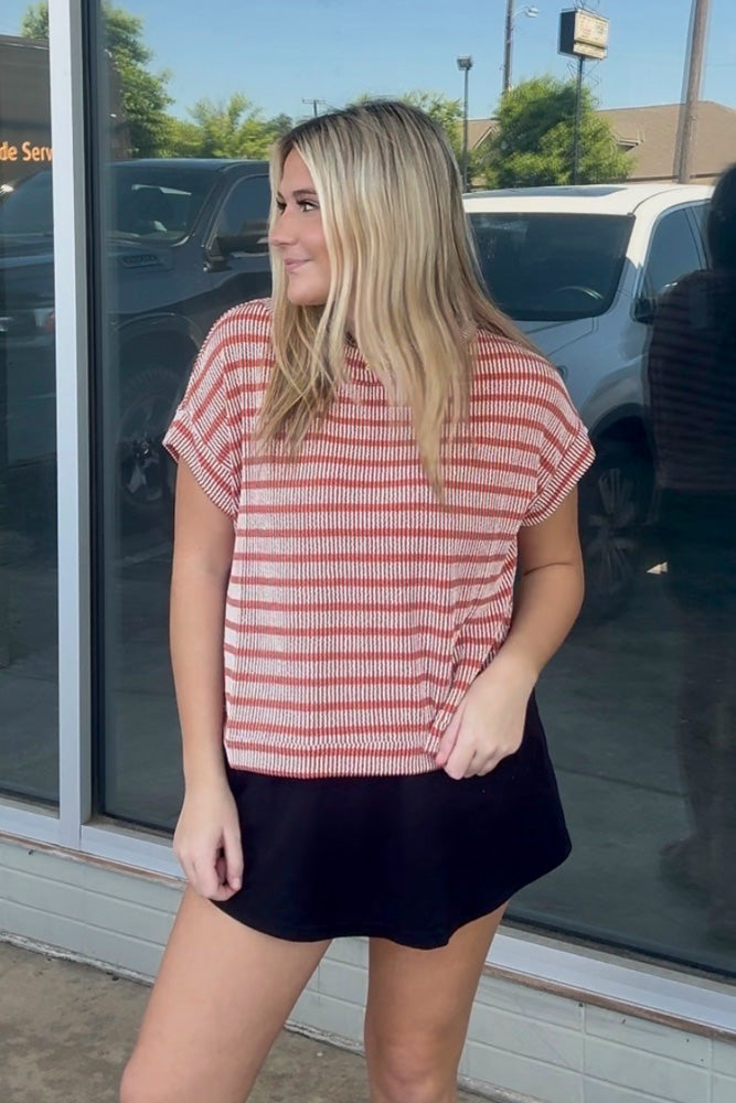 Raised Rib Striped Top
