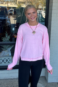 Brushed Hacci Oversized Cropped Exposed Seam Sweater