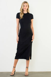 THML - Suede Wrap Detail Midi Skirt-Black
