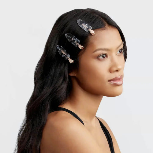 Kitsch-Eco-Friendly Creaseless Clips 4pc Set-Black Terrazzo
