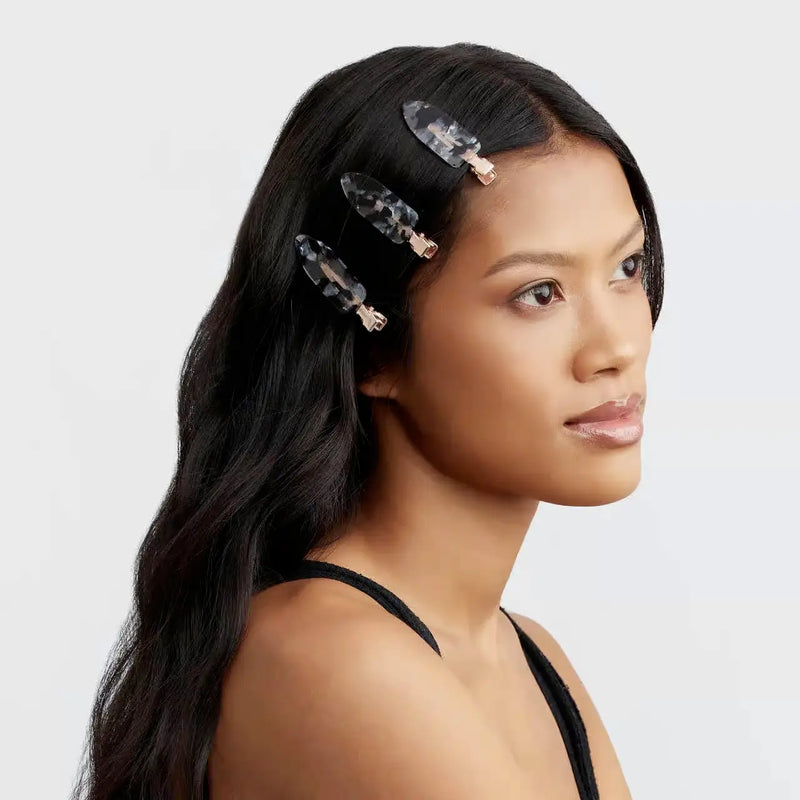 Kitsch-Eco-Friendly Creaseless Clips 4pc Set-Black Terrazzo