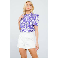THML - Short Sleeve Poplin Print Top-Purple