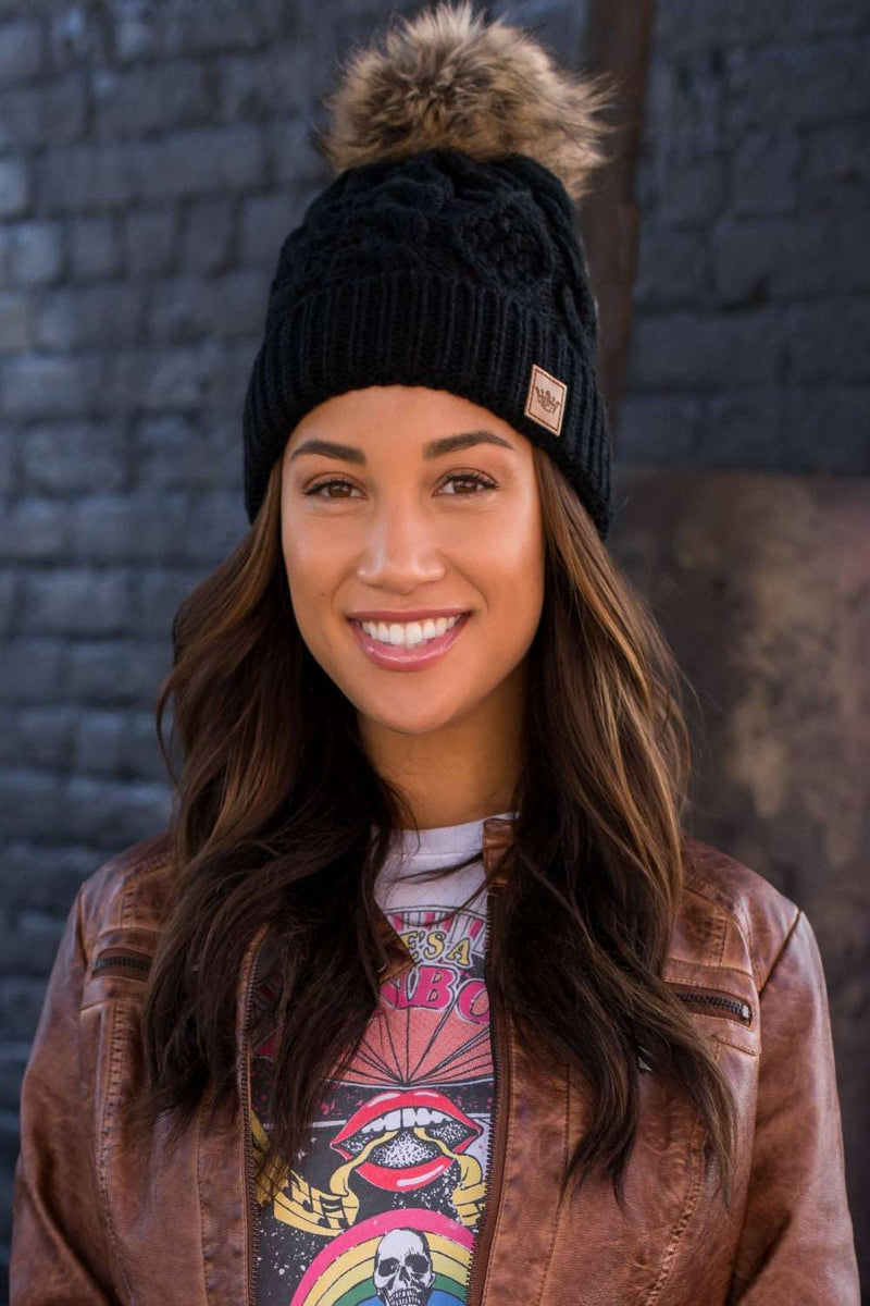 Black Pom Beanie