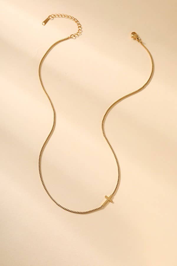 18k Stainless Steel Tarnish Free Cross Necklace - Gold