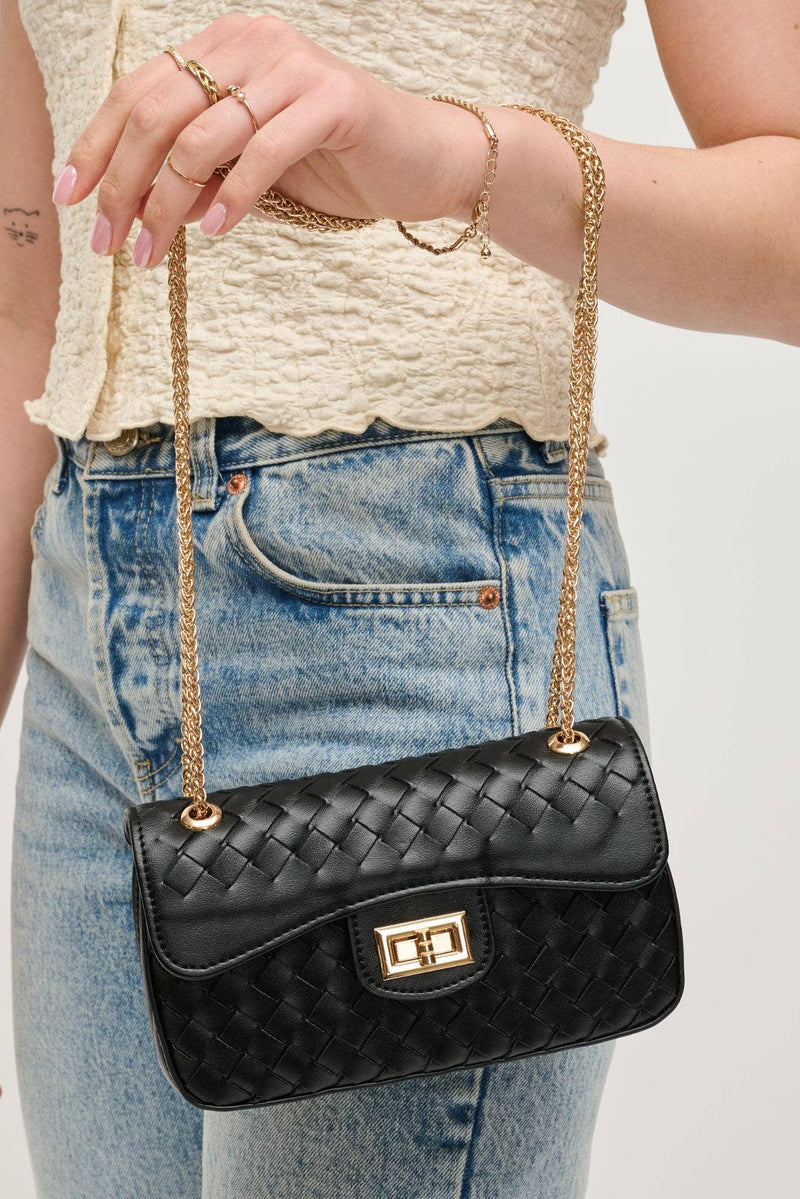 Black Woven Crossbody Bag