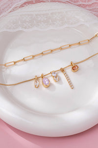 Crystal Cluster Charm Double-Layer Necklace - Gold