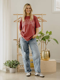 LivyLu - Arkansas Razorbacks Polka Dot Puff Ink Cardinal CC Tee