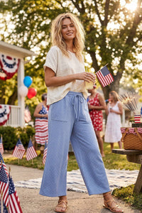 Relaxed Polka Dot Wide Leg Pants-Red/White