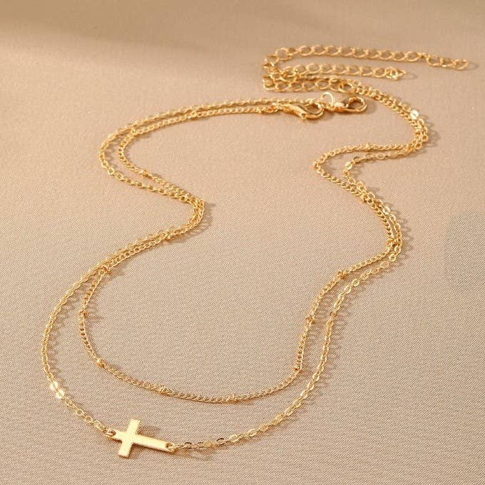18k Stainless Steel Tarnish Free Cross Necklace - Gold